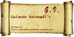Galanda Valdemár névjegykártya